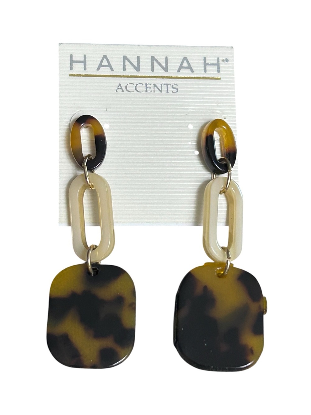 Hannah Accents Tortoise Resin Geometric Dangle Statement Earrings